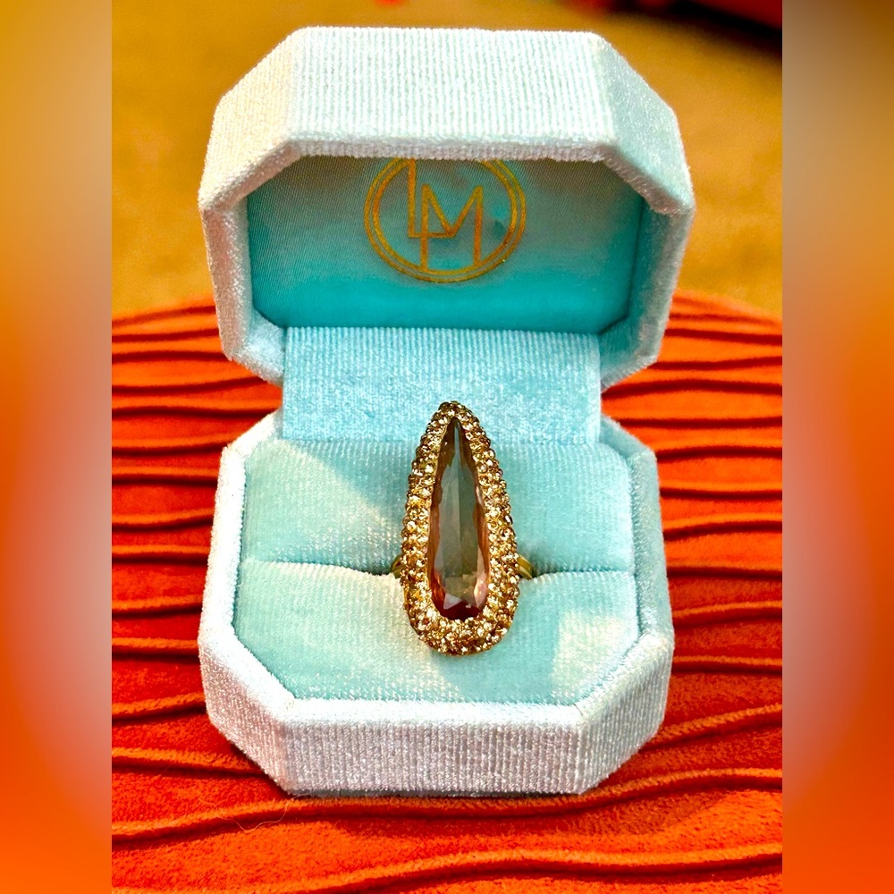 Color Changing Adjustable Pear Shaped Cocktail Right Hand Ring